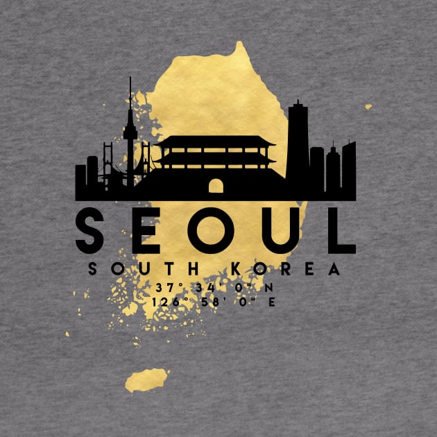 Seoul South Korea Skyline Map Art by deificusArt